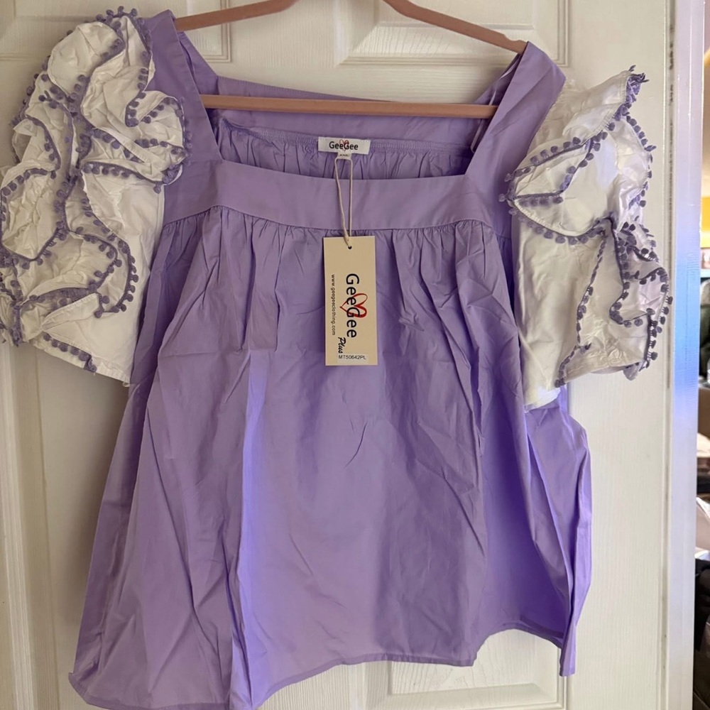 GeeGee Lilac Puff Sleeve Blouse